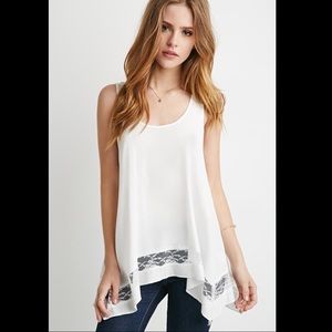 Forever 21 LACE-PANELED TRAPEZE TOP